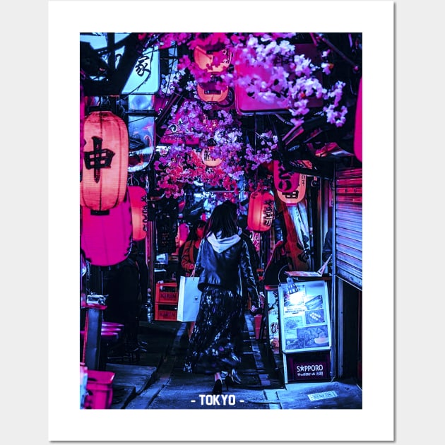 Tokyo Street Neon Synthwave Wall Art by JeffDesign